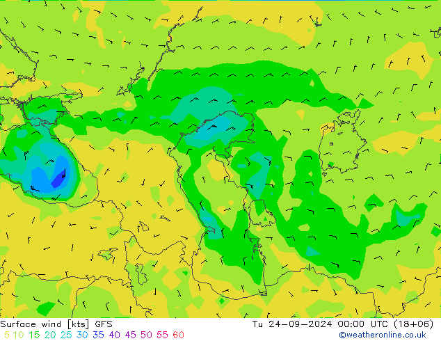 Prec 6h/Wind 10m/950 GFS Tu 24.09.2024 00 UTC