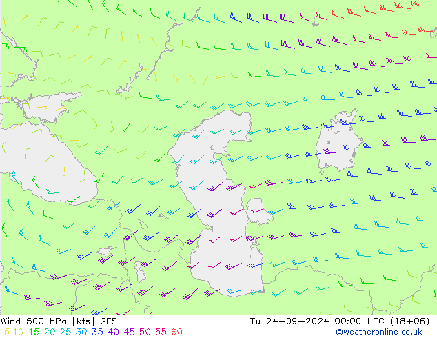 Vento 500 hPa GFS mar 24.09.2024 00 UTC