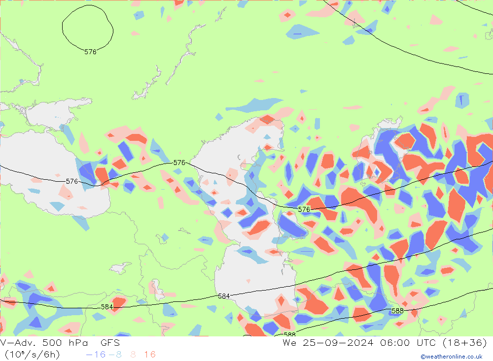 V-Adv. 500 hPa GFS mer 25.09.2024 06 UTC