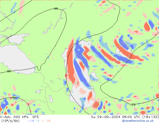 V-Adv. 500 hPa GFS zo 29.09.2024 06 UTC