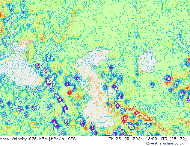 925 hPa Dikey Hız GFS Per 26.09.2024 18 UTC