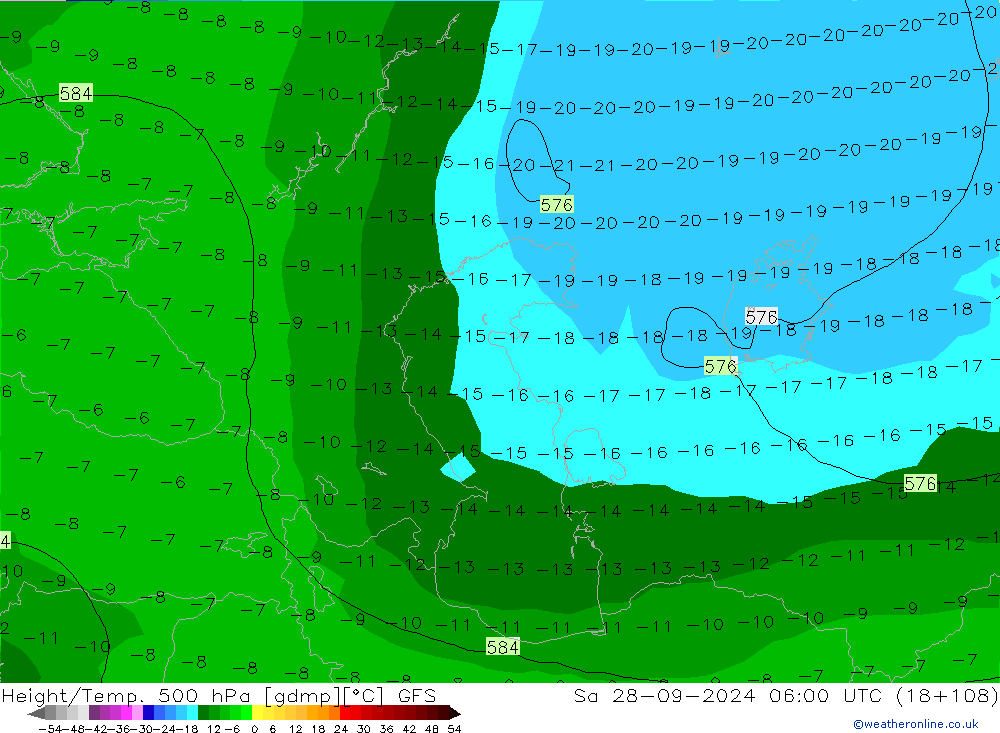 Z500/Rain (+SLP)/Z850 GFS Sa 28.09.2024 06 UTC