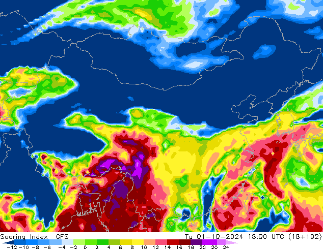 Soaring Index GFS вт 01.10.2024 18 UTC