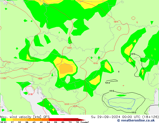 Max. wind velocity GFS  29.09.2024 00 UTC