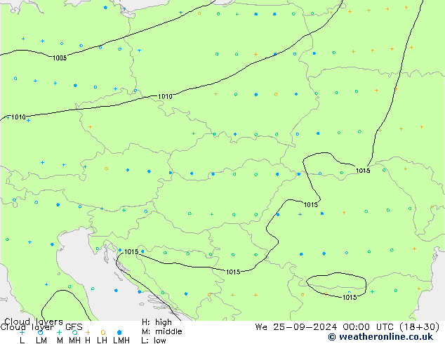 Chmura warstwa GFS śro. 25.09.2024 00 UTC