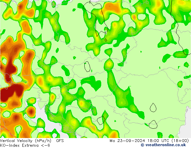 Convection-Index GFS pon. 23.09.2024 18 UTC