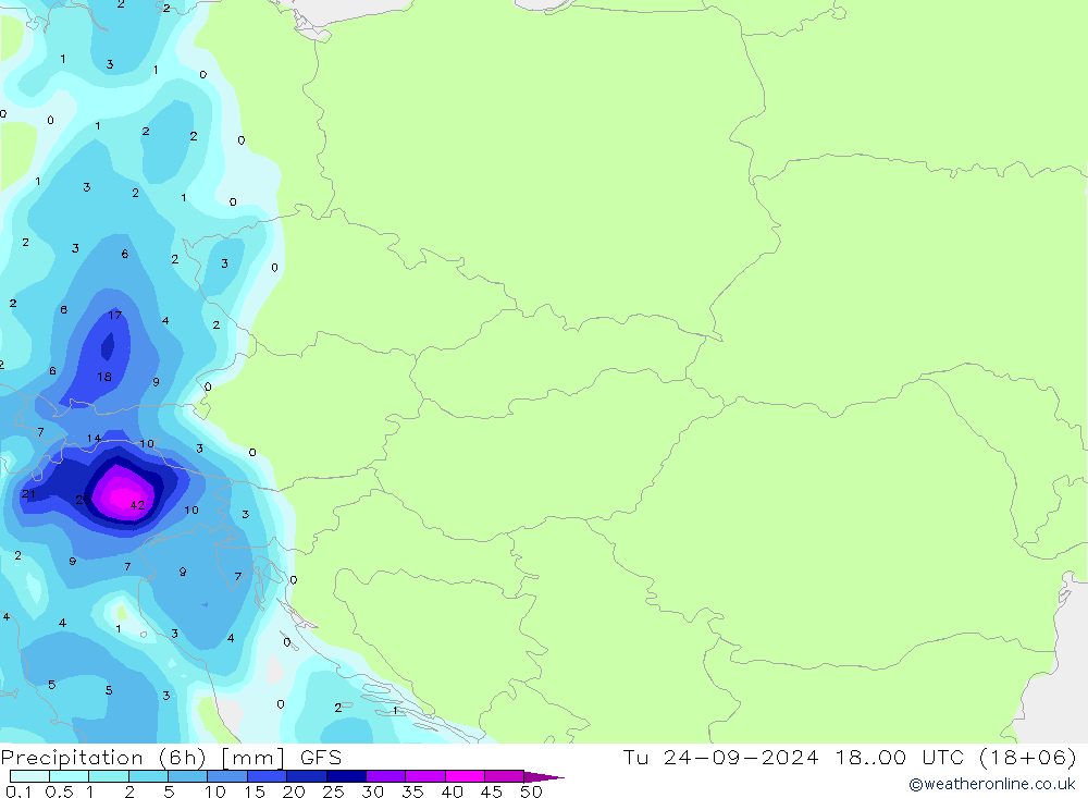 Z500/Rain (+SLP)/Z850 GFS mar 24.09.2024 00 UTC