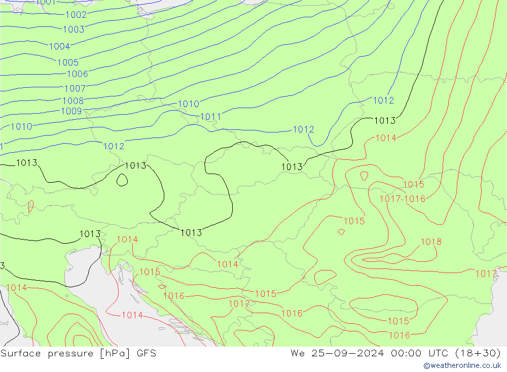 ciśnienie GFS śro. 25.09.2024 00 UTC