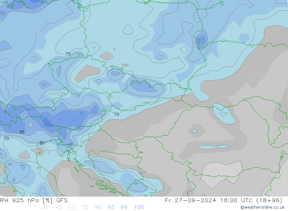 Humedad rel. 925hPa GFS vie 27.09.2024 18 UTC