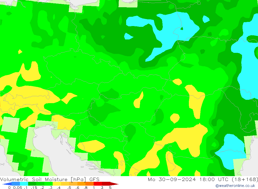 Volumetric Soil Moisture GFS Mo 30.09.2024 18 UTC