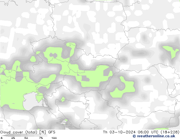 Nuages (total) GFS jeu 03.10.2024 06 UTC