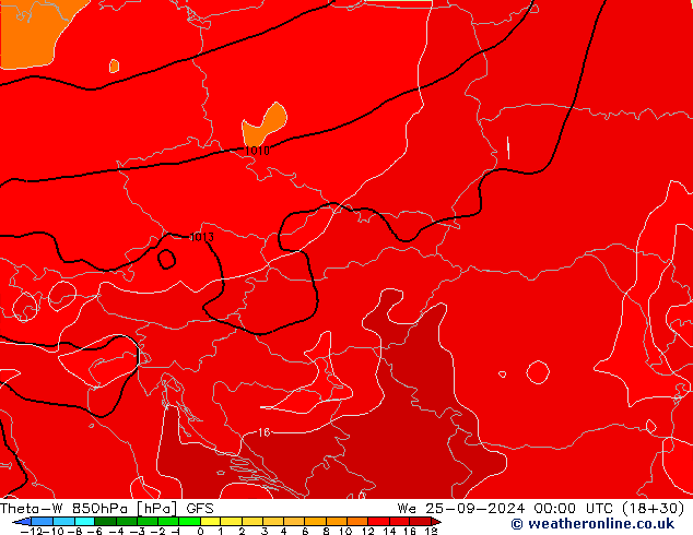 Theta-W 850hPa GFS We 25.09.2024 00 UTC