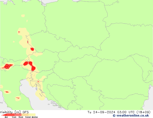 Visibility GFS Tu 24.09.2024 03 UTC