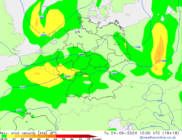 Windböen GFS Di 24.09.2024 12 UTC