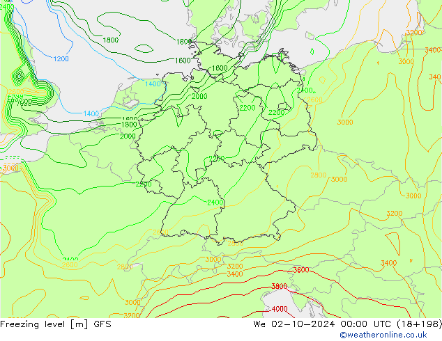 Freezing level GFS  02.10.2024 00 UTC