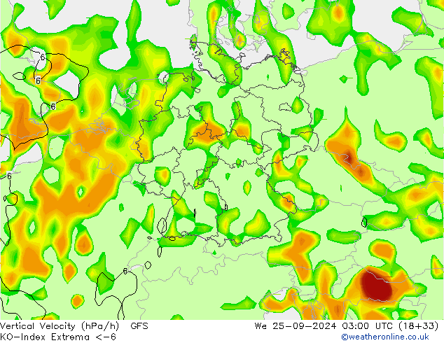 Convection-Index GFS śro. 25.09.2024 03 UTC