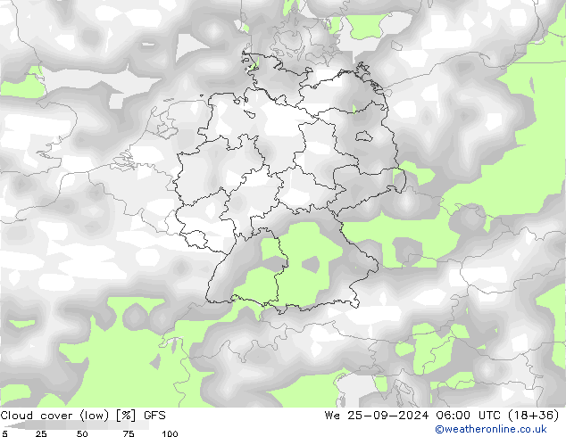 Nuages (bas) GFS mer 25.09.2024 06 UTC