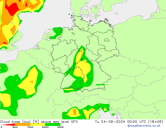 Cloud base (low) GFS  24.09.2024 00 UTC