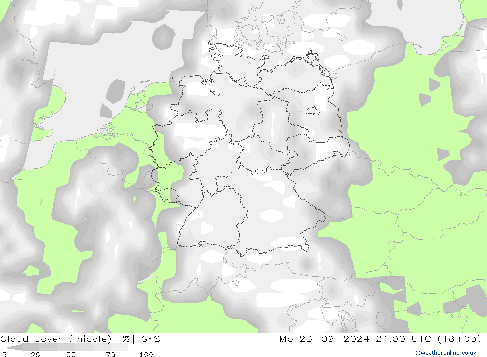 nuvens (médio) GFS Seg 23.09.2024 21 UTC