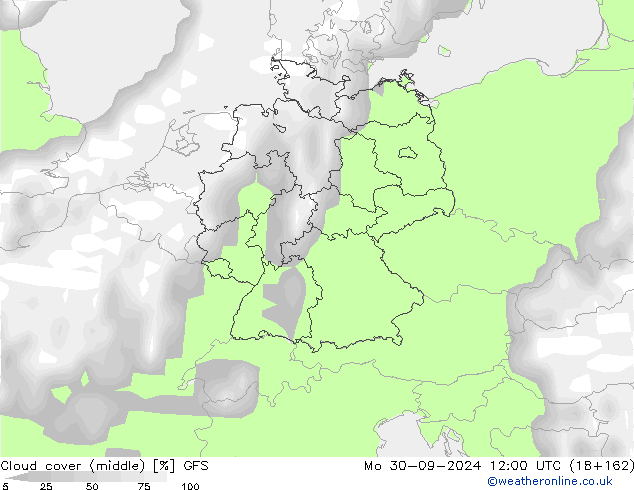 Nubi medie GFS lun 30.09.2024 12 UTC