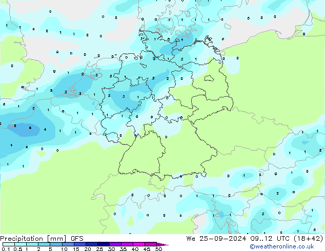 Precipitation GFS We 25.09.2024 12 UTC