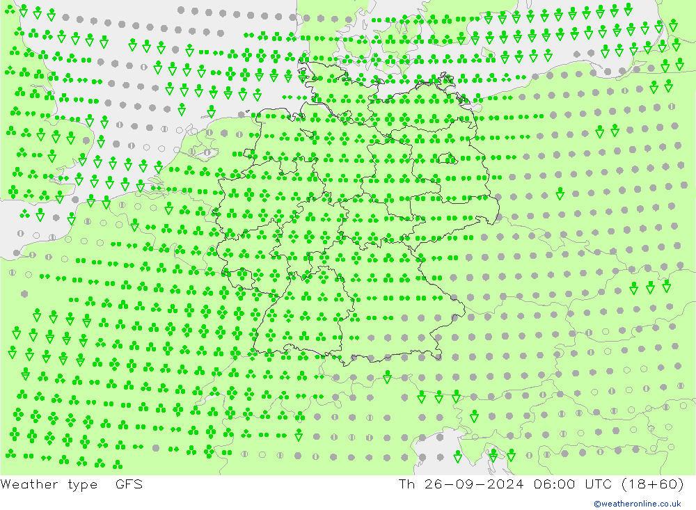 Tipo de precipitación GFS jue 26.09.2024 06 UTC