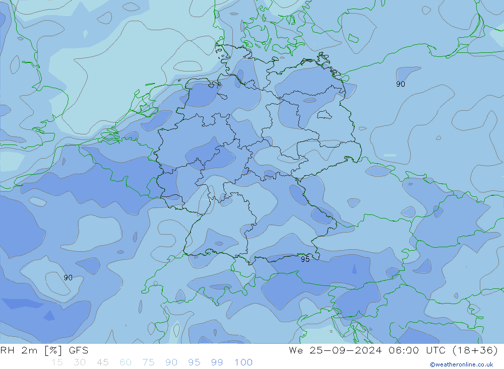 RH 2m GFS We 25.09.2024 06 UTC