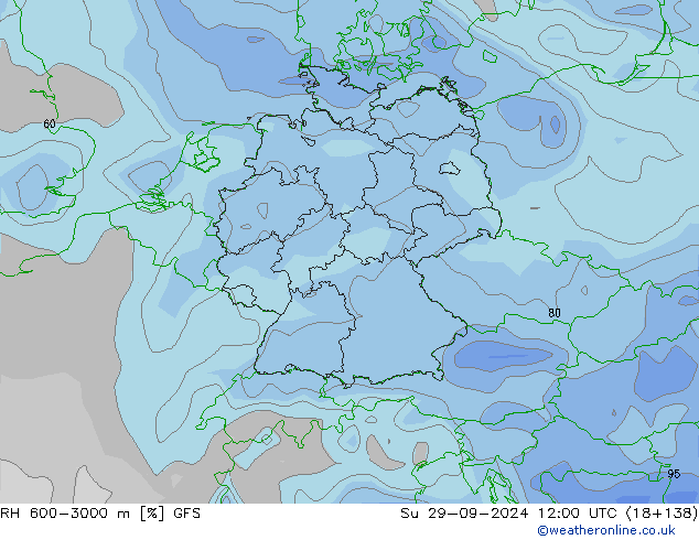 RH 600-3000 m GFS Вс 29.09.2024 12 UTC