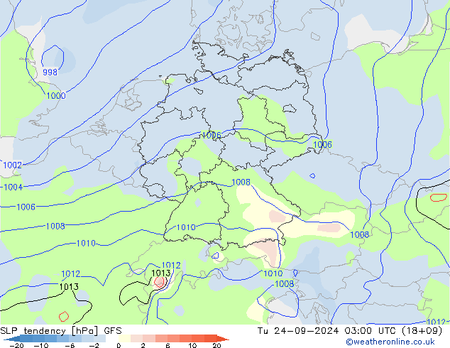 SLP tendency GFS Tu 24.09.2024 03 UTC