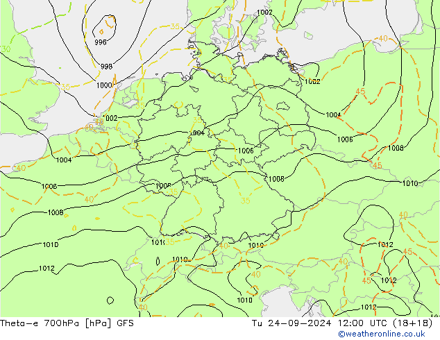 Theta-e 700hPa GFS  24.09.2024 12 UTC