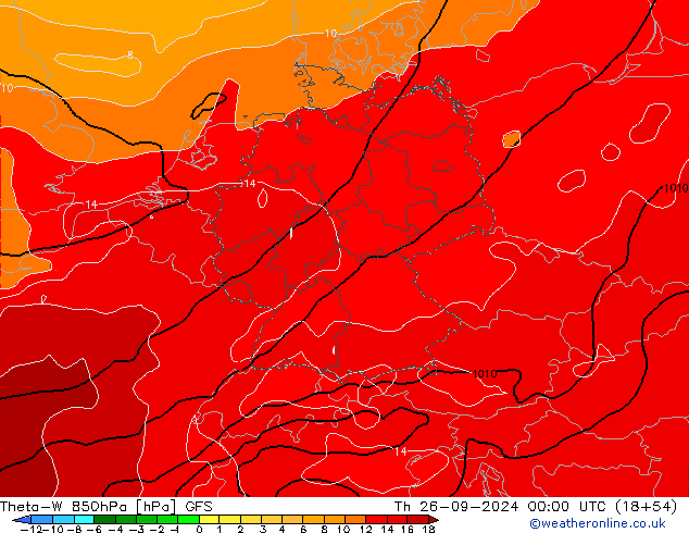 Theta-W 850hPa GFS Th 26.09.2024 00 UTC