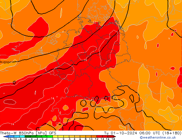 Theta-W 850hPa GFS Sa 01.10.2024 06 UTC