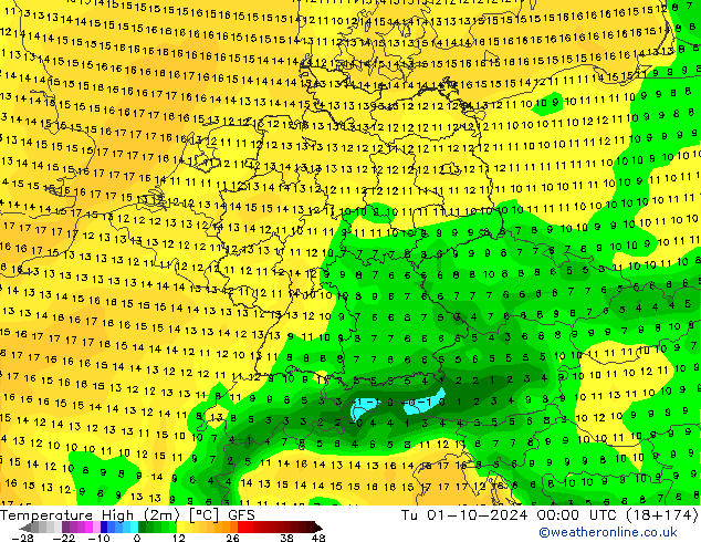 Max.  (2m) GFS  01.10.2024 00 UTC