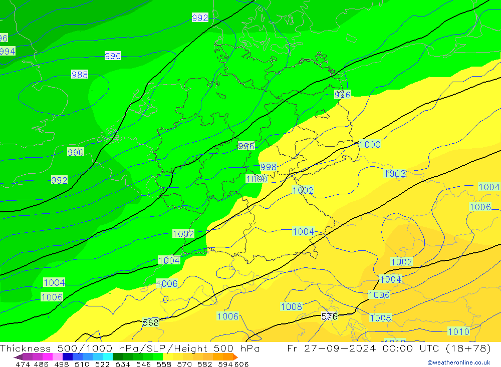 Thck 500-1000hPa GFS ven 27.09.2024 00 UTC