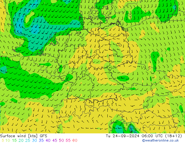 Rüzgar 10 m GFS Sa 24.09.2024 06 UTC