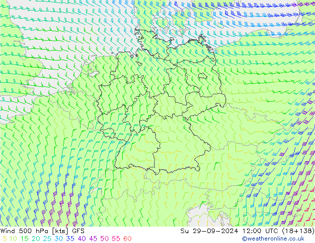 Wind 500 hPa GFS Su 29.09.2024 12 UTC