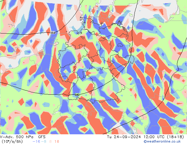 V-Adv. 500 hPa GFS Tu 24.09.2024 12 UTC