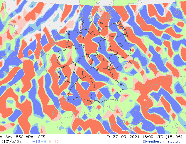 V-Adv. 850 hPa GFS Fr 27.09.2024 18 UTC