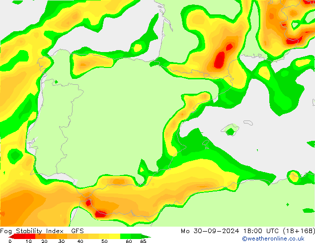 Fog Stability Index GFS ma 30.09.2024 18 UTC