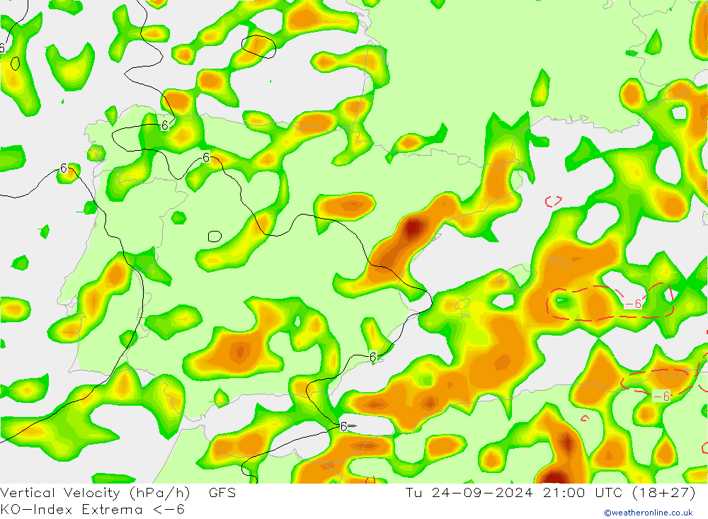 Convection-Index GFS Ter 24.09.2024 21 UTC