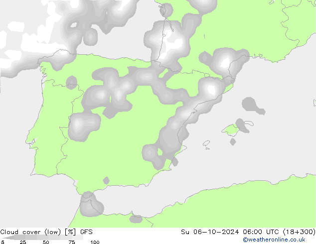 Nubi basse GFS dom 06.10.2024 06 UTC