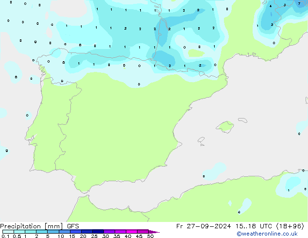 Precipitación GFS vie 27.09.2024 18 UTC