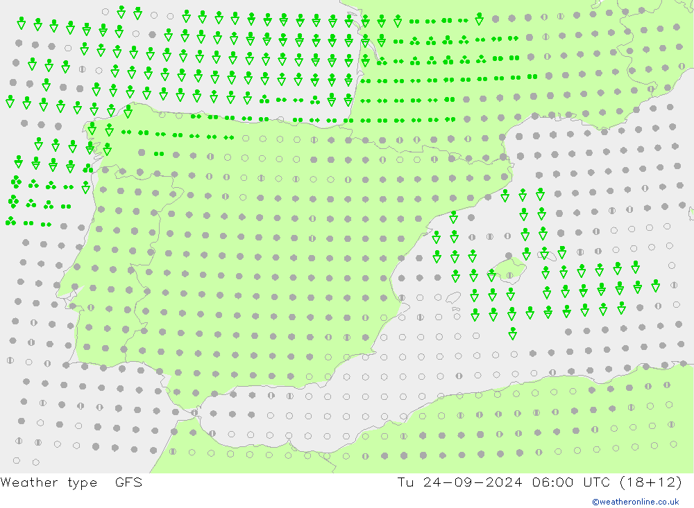 Weather type GFS Tu 24.09.2024 06 UTC