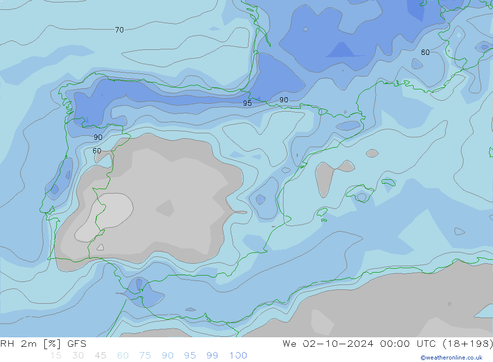 RH 2m GFS We 02.10.2024 00 UTC