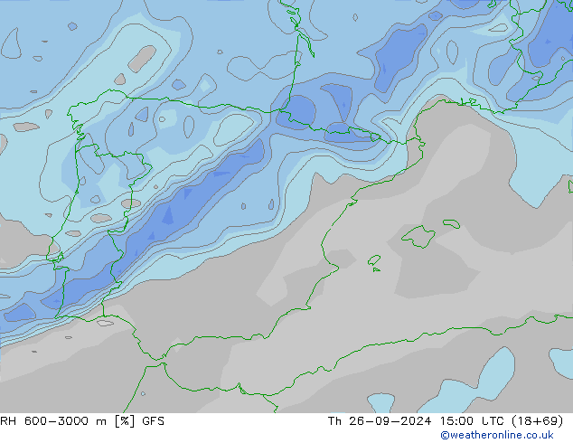 RH 600-3000 m GFS  26.09.2024 15 UTC