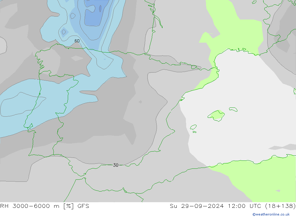 RH 3000-6000 m GFS Su 29.09.2024 12 UTC