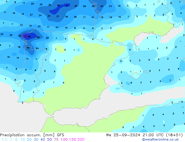 Nied. akkumuliert GFS Mi 25.09.2024 21 UTC