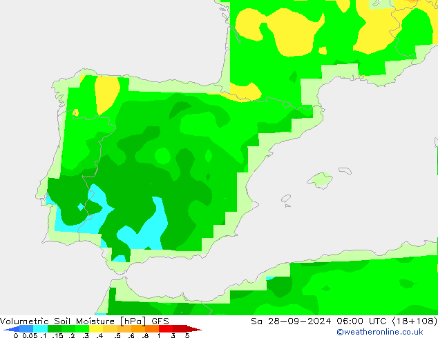 Volumetric Soil Moisture GFS Sáb 28.09.2024 06 UTC