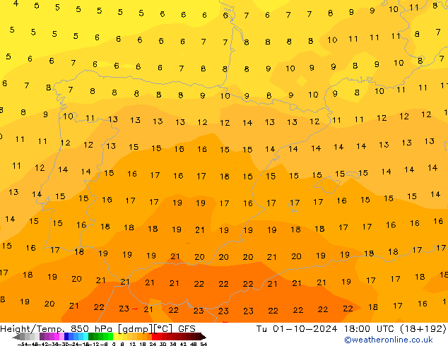 Z500/Rain (+SLP)/Z850 GFS вт 01.10.2024 18 UTC