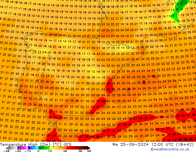 Max.  (2m) GFS  25.09.2024 12 UTC